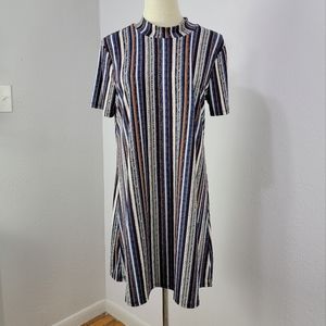 BCBGenerations Striped Mock Neck Short Sleeve Dress Size Large